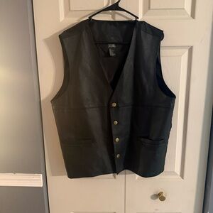Vintage Stefano Men’s Black Leather Bikers Vest Size L